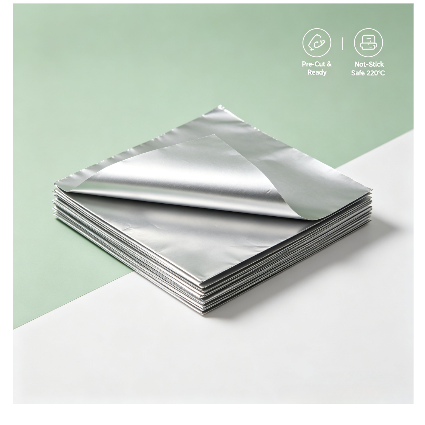 Pre-Cut Non-Stick Aluminum Foil Sheets – 33x30cm (
